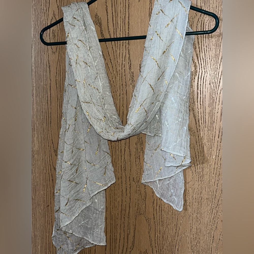 The Royal Standard~ Elegant Beige with Gold-Accented Scarf~ see through ~ OS